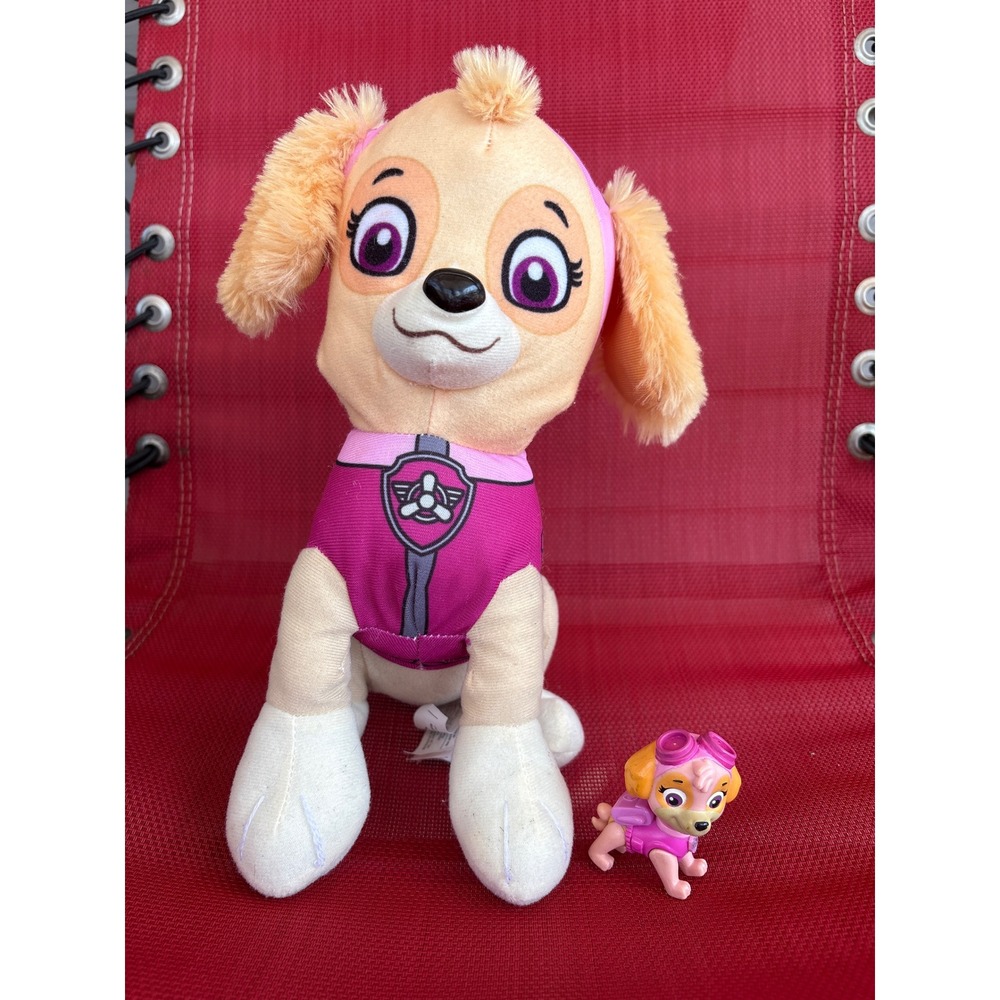 Paw Patrol Skye Plush 9 Inch and Mini Figure Set Spin Master Nickelodeon Pink
